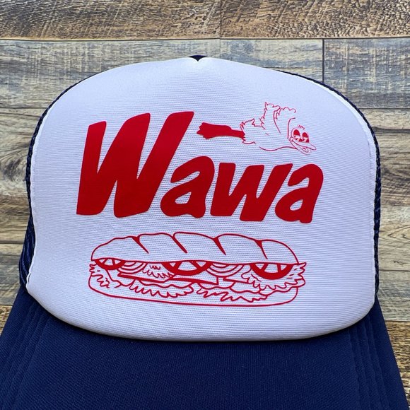 Wawa Mens Trucker Hat Blue Snapback Convenience Store Baseball Cap - Picture 3 of 5